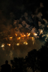 4th of July Independence Fireworks in Night Sky