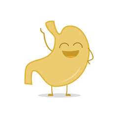 Vector illustration of a healthy and funny stomach in cartoon style.