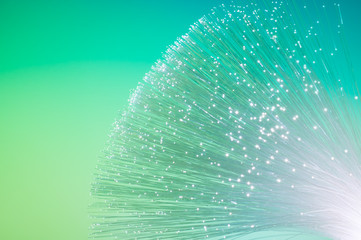 Closeup on the end of optical fiber network cable, copy-space