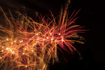 Fototapeta na wymiar 4th of July Idependance Fireworks in Night Sky