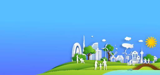 Nature cityscape background and eco friendly concept.