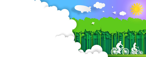 Nature landscape banner and eco friendly concept.