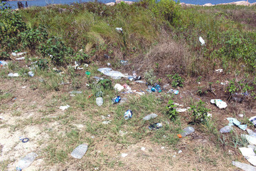 Garbage Left on the Ground Near River