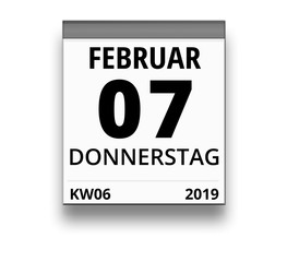Kalender für Donnerstag, 7. FEBRUAR 2019 (Woche 06)