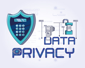 data privacy technology set icons vector illustration design