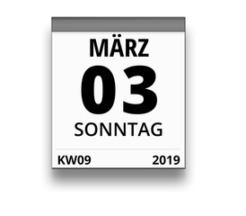 Kalender für Sonntag, 3. MÄRZ 2019 (Woche 09)