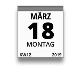 Kalender für Montag, 18. MÄRZ 2019 (Woche 12)