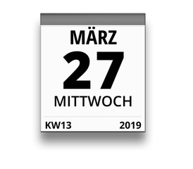 Kalender für Mittwoch, 27. MÄRZ 2019 (Woche 13)