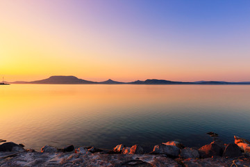 Beautiful sunset in lake Balaton