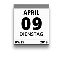 Kalender für Dienstag, 9. APRIL 2019 (Woche 15)