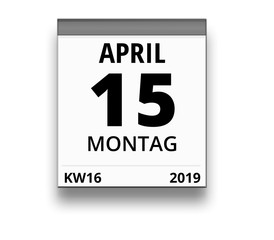 Kalender für Montag, 15. APRIL 2019 (Woche 16)