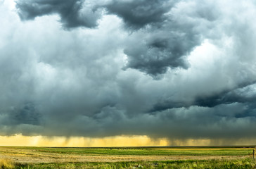 Storm over field in Oklahoma