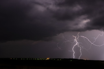 Lightning storm over city in Oklahoma