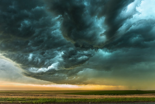 Storm over field in Oklahoma