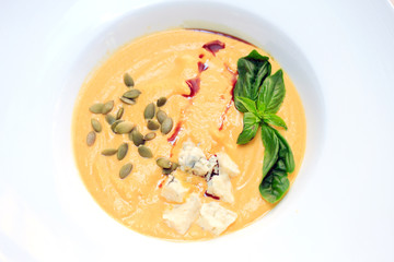 cheese soup closeup.