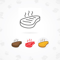 Roast Beef icon, Vector icon of Grilled beef steak