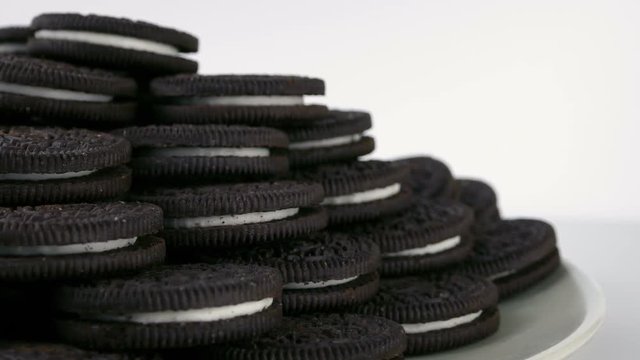 Plate Of Cream Filled Chocolate Biscuits