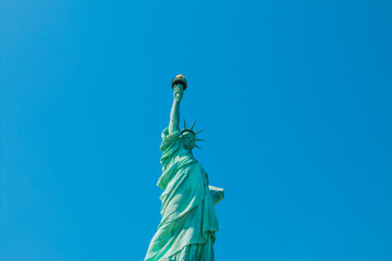 The statue of liberty in New York Harbor.