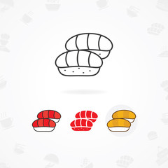 Sushi icon, Illustration of Salmon sushi icon