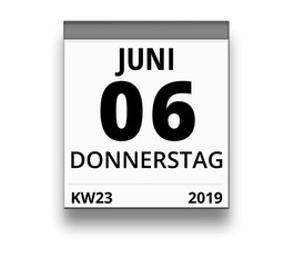 Kalender für Donnerstag, 6. JUNI 2019 (Woche 23)