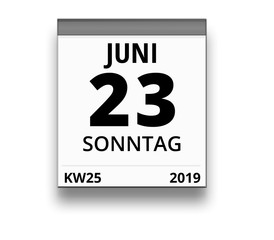 Kalender für Sonntag, 23. JUNI 2019 (Woche 25)
