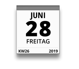 Kalender für Freitag, 28. JUNI 2019 (Woche 26)