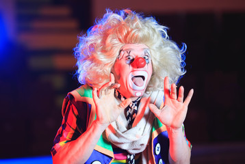 Portrait of a Clown in the circus arena.