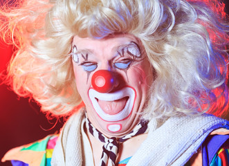 Portrait of a Clown in the circus arena.