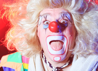 Portrait of a Clown in the circus arena.