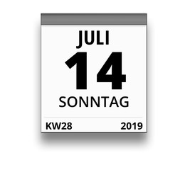 Kalender für Sonntag, 14. JULI 2019 (Woche 28)