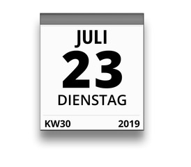 Kalender für Dienstag, 23. JULI 2019 (Woche 30)