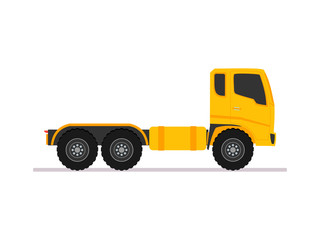 yellow tractor truck trailer long vehicle with flat design style on a white background. delivery service concept. vector illustration.