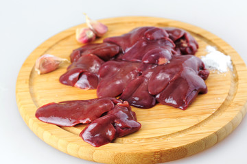 chicken liver on a white background