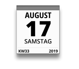 Kalender für Samstag, 17. AUGUST 2019 (Woche 33)