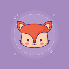cute fox icon over purple background, colorful design. vector illustration