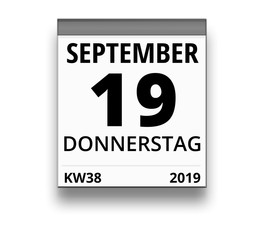 Kalender für Donnerstag, 19. SEPTEMBER 2019 (Woche 38)