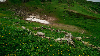 the last not melted snow in the mountains