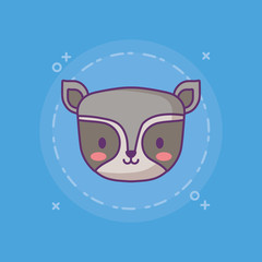 cute raccoon icon over blue background, colorful design. vector illustration
