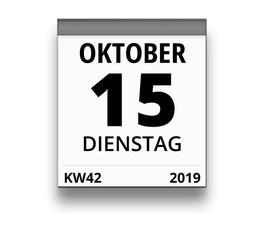 Kalender für Dienstag, 15. OKTOBER 2019 (Woche 42)