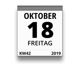 Kalender für Freitag, 18. OKTOBER 2019 (Woche 42)