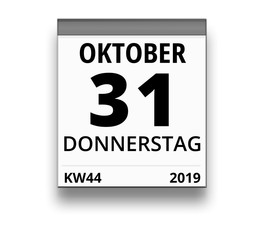 Kalender für Donnerstag, 31. OKTOBER 2019 (Woche 44)