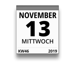Kalender für Mittwoch, 13. NOVEMBER 2019 (Woche 46)