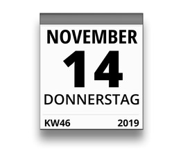 Kalender für Donnerstag, 14. NOVEMBER 2019 (Woche 46)