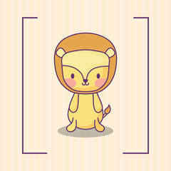 cute lion icon over orange background, colorful design. vector illustration