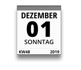 Kalender für Sonntag, 1. DEZEMBER 2019 (Woche 48)