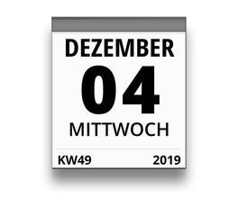 Kalender für Mittwoch, 4. DEZEMBER 2019 (Woche 49)