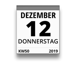 Kalender für Donnerstag, 12. DEZEMBER 2019 (Woche 50)