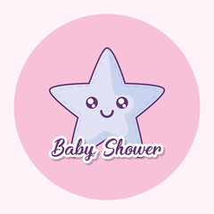 baby shower design with cute star icon over pink background, colorful design. vector illustration