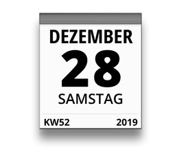 Kalender für Samstag, 28. DEZEMBER 2019 (Woche 52)