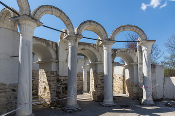 Fototapeta premium Ruins of Round (Golden) Church of St. John near The capital city of the First Bulgarian Empire Great Preslav (Veliki Preslav), Bulgaria